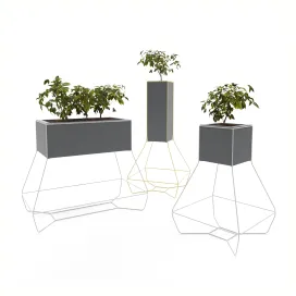 Halful plastic vase with a metal frame